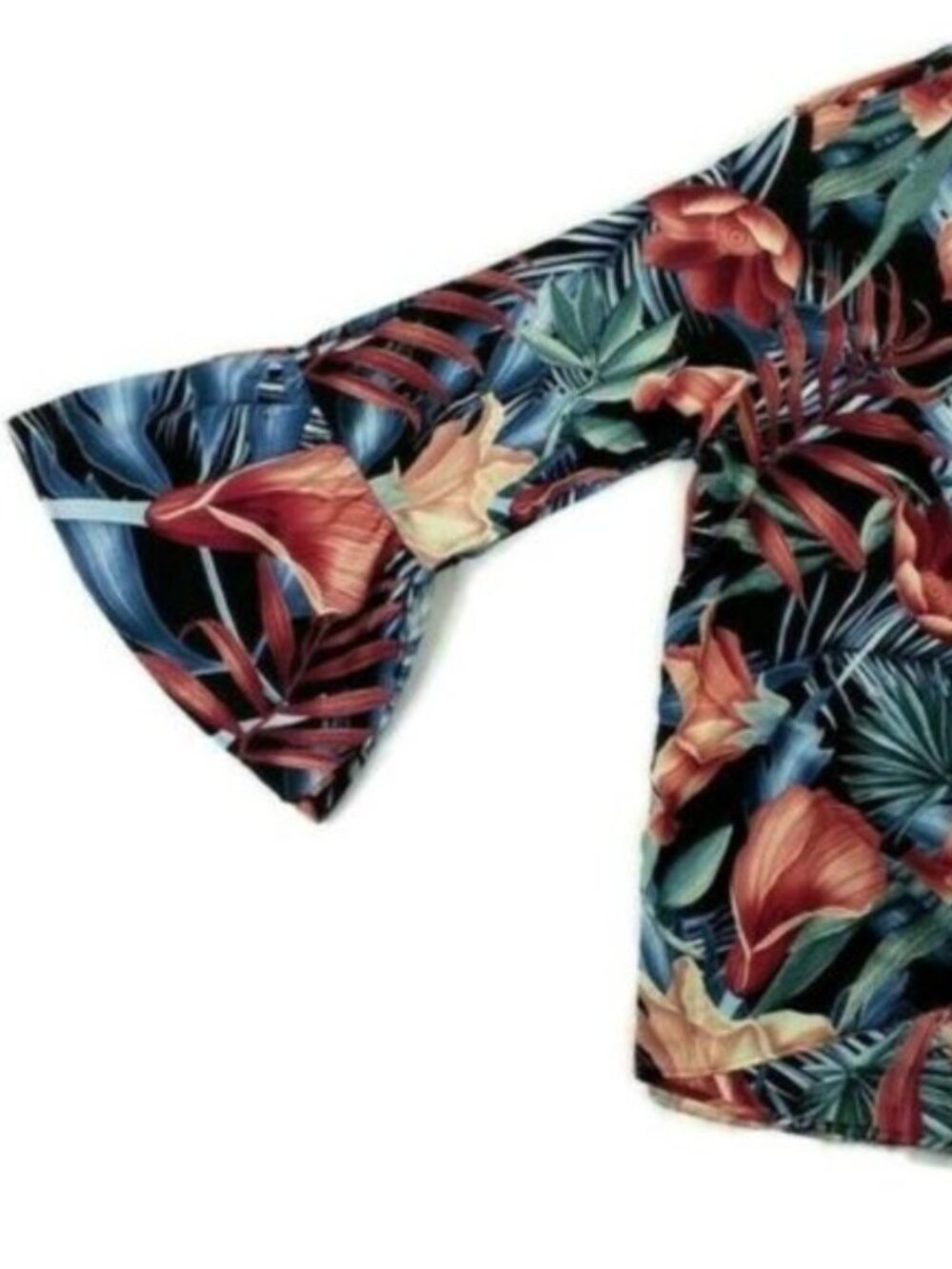 ODDY Tropical Floral Ruffle Bell Sleeve V Neck Blouse Multicolor Plus 3X NWOT - Picture 8 of 12